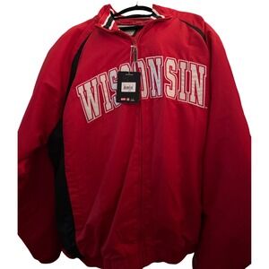 Colosseum Athletics Wisconsin Badgers Red Full Zip‎ Jacket Men's 2XL New